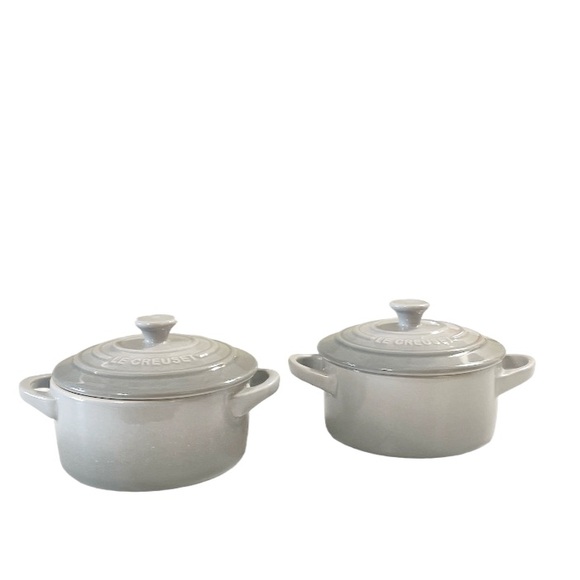 NEW LE CREUSET Set/2 MIST GREY Mini Cocottes - Picture 1 of 8